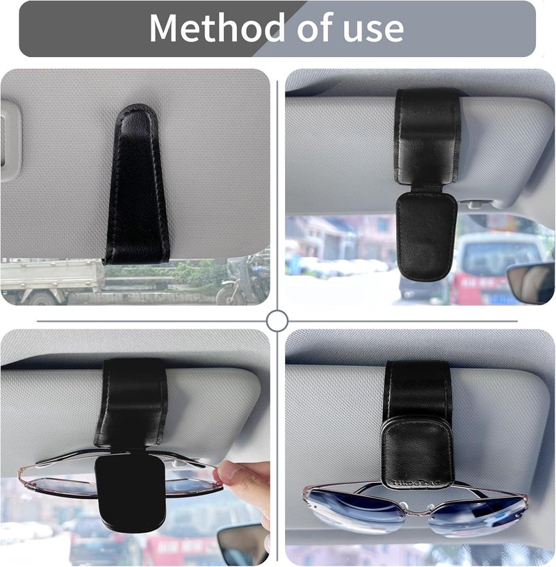 TILDOSAC 2 Pack Sunglass Holder Organizer Clip for Car Visor (Black Pink) - Image 5